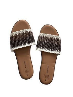 Time and Tru Women's Brown Woven Slide Sandal - 9